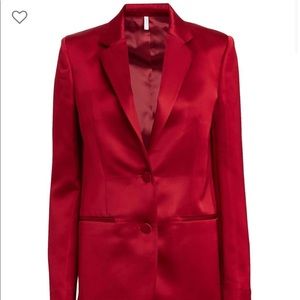 Helmet lang red heavy satin blazer